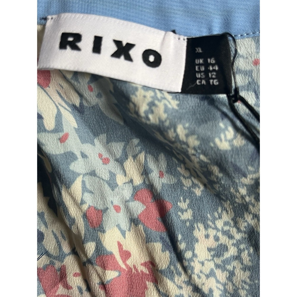 RIXO Harmony Silk Blend Mix Abstract Midi Dress in Size XL - Picture 6 of 8